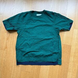 Sacai Green and Navy Short Sleeve Tee